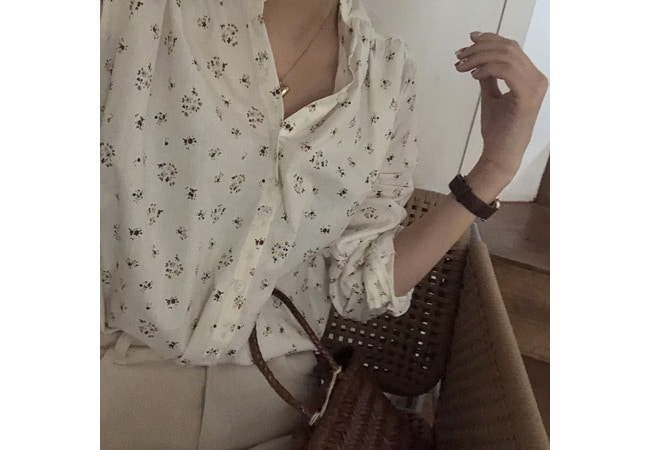 creamy floral blouse