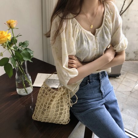 floral mellow button blouse