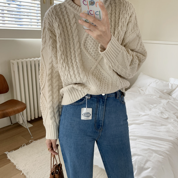wooden cable knit ( 아이보리 주문폭주 )