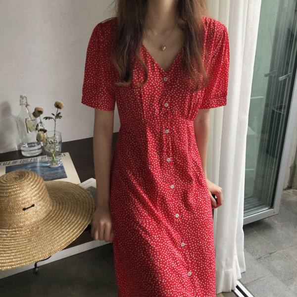 ( 마지막 수량 입고 ) Arles dot dress ( red ) _ only byme