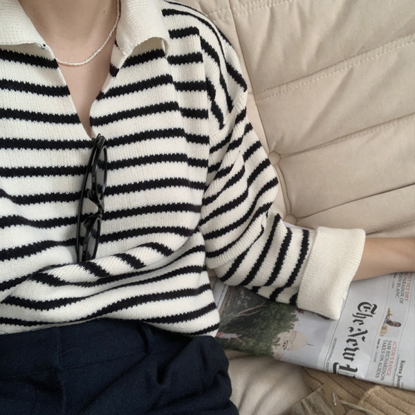 ( 한장만 구매해도 무료배송 ) butter stripe knit