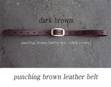 punching brown leather belt (다크브라운)