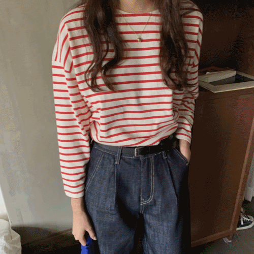 (made byme) merci stripe button T ( 뉴컬러 )